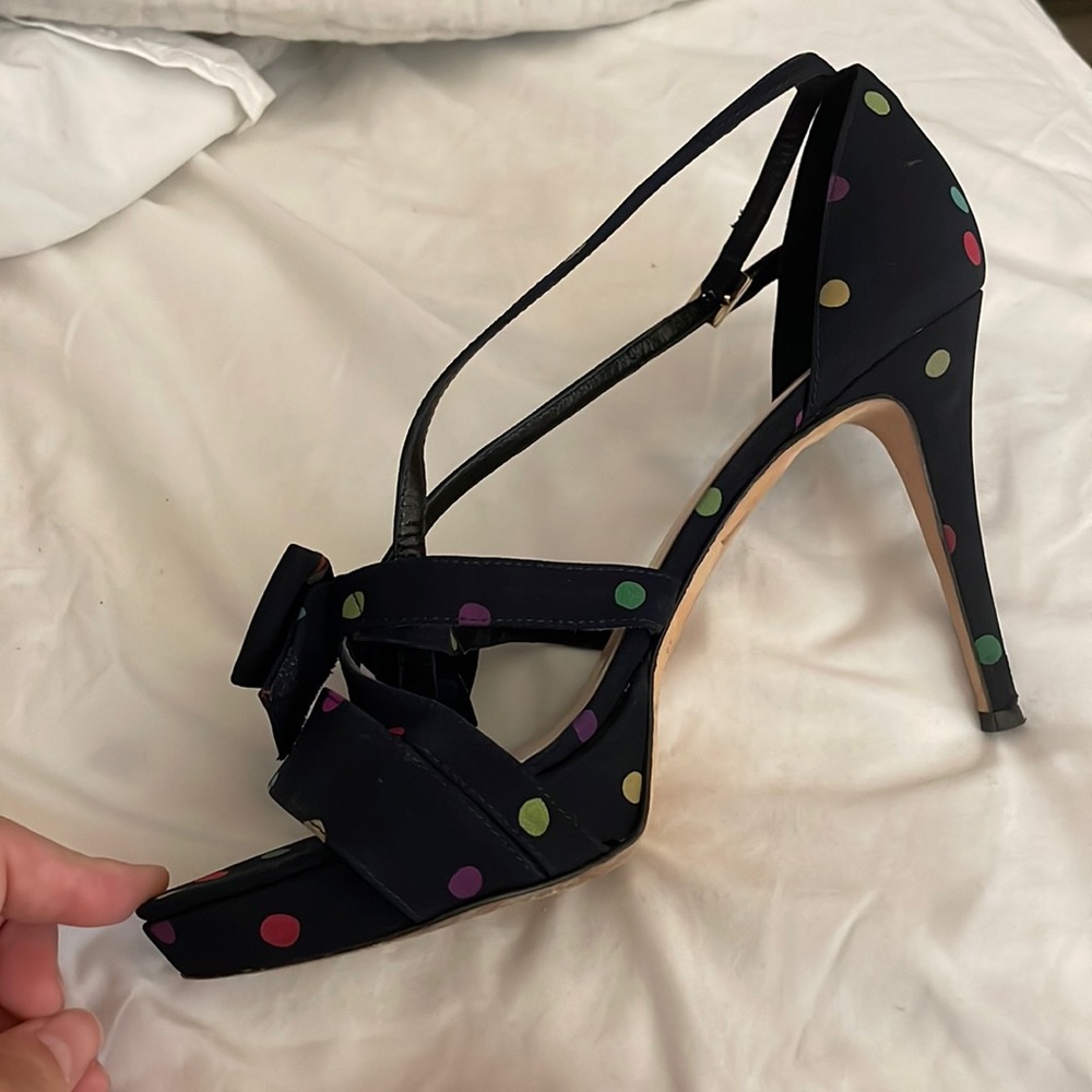 Kate Spade Polka Dotted Fabric Platform Sandal  Size 8.5